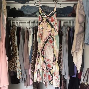 NWOT-Torrid Multi Scarf Print Challis Strappy Tiered MIDI Dress